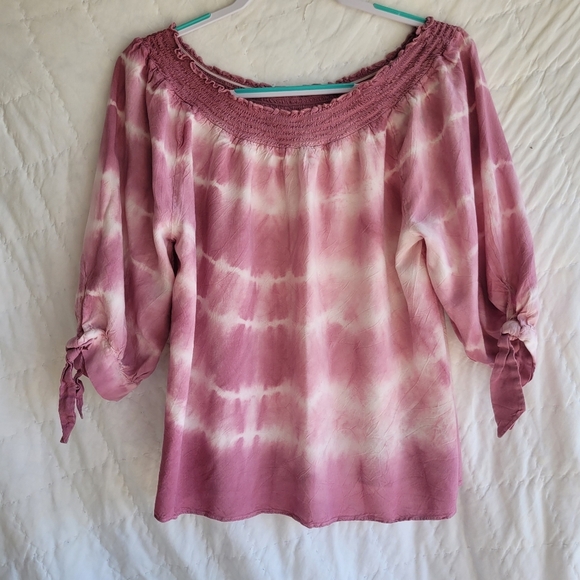 Unique Spectrum Tops - Unique Spectrum Light Purple Tye Dyed Off The Shoulder Blouse Size 1X